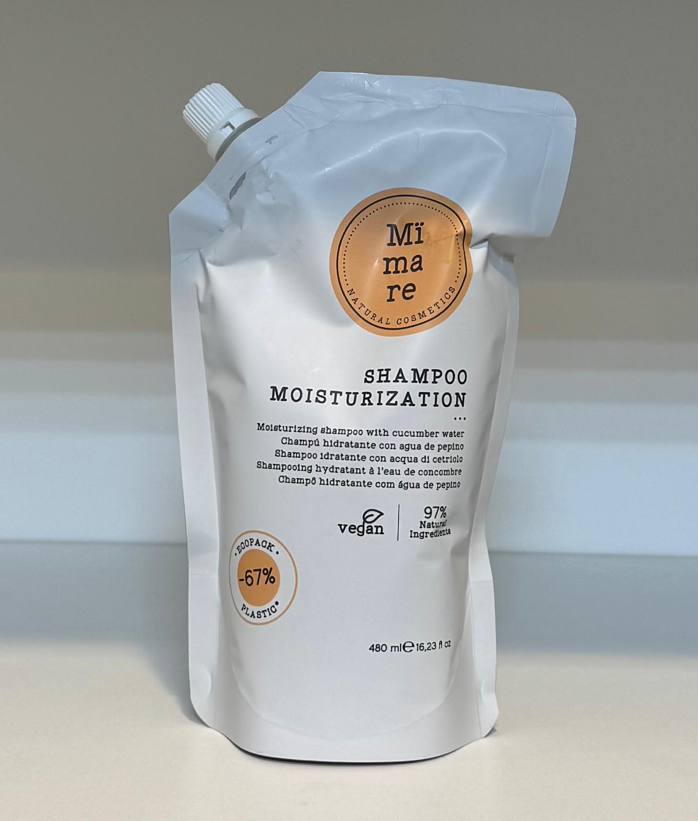 شامبو Moisturization من MiMare – ترطيب نباتي مكثف بمياه الخيار للشعر الجاف (480 مل)